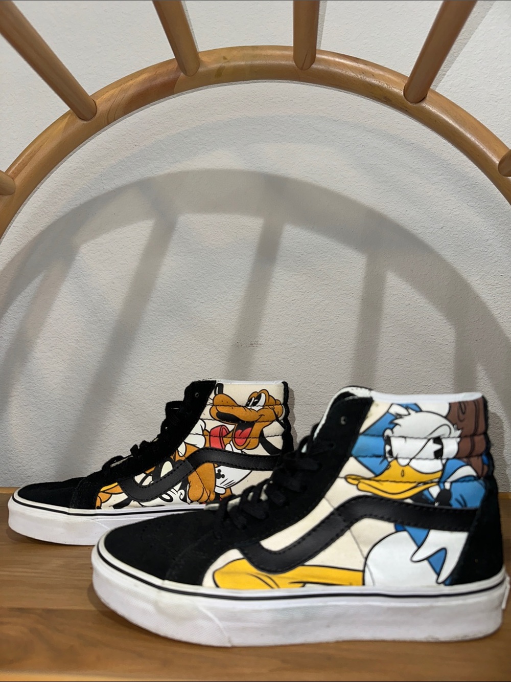 2015 Vans Disney Sk8-Hi sneakers featuring Mickey, Goofy, Pluto, and Donald - Picture 2 of 11